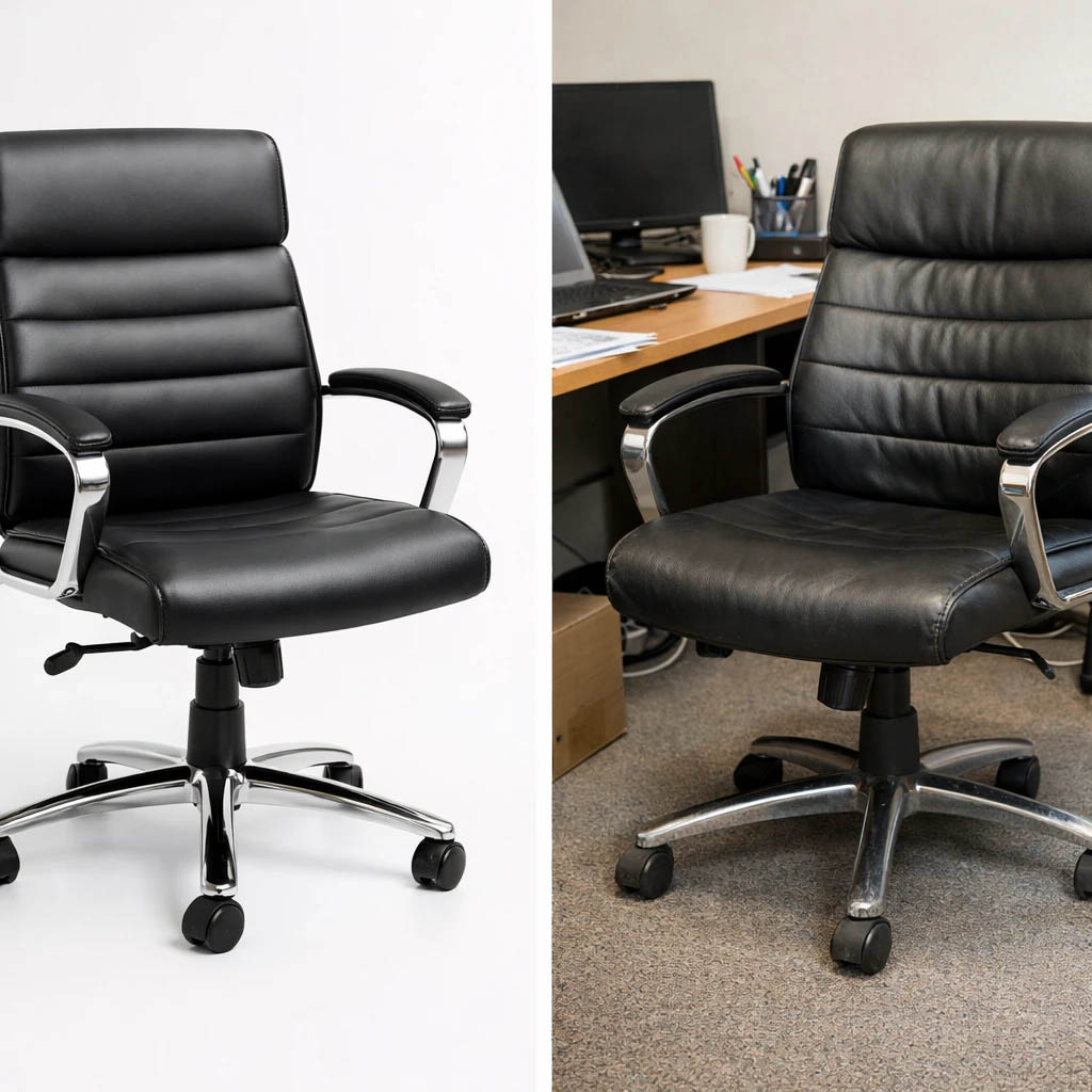office chair product photo vs real quality comparison